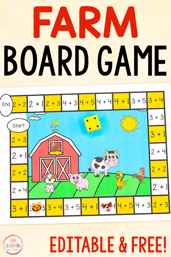Farm Theme Editable Board Game Free Printable