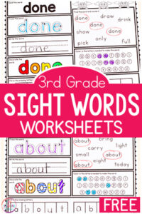 free printable third grade sight word worksheets