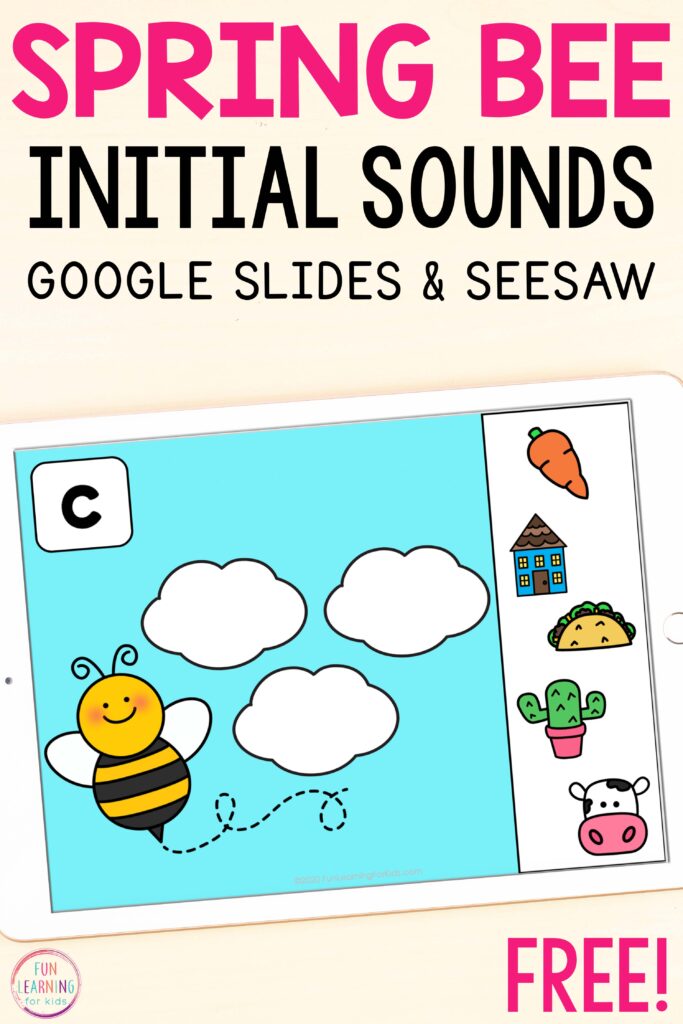 digital bee beginning sounds sort alphabet activity