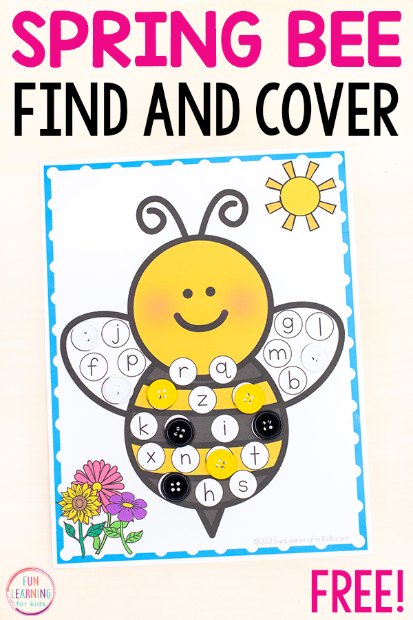 spring bee find and cover the letter printable for preschool