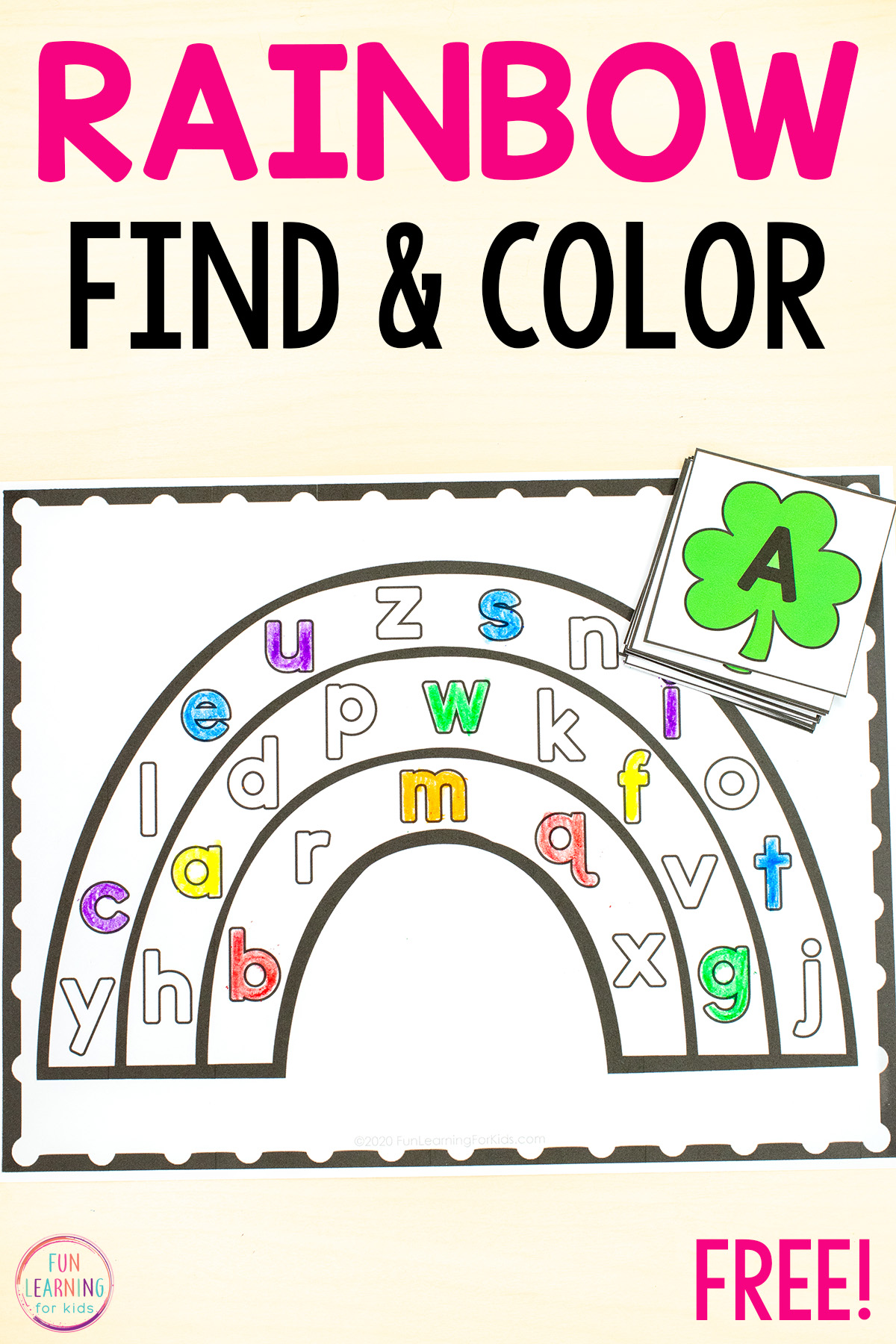 St. patrick's day rainbow find and color the letter sheets