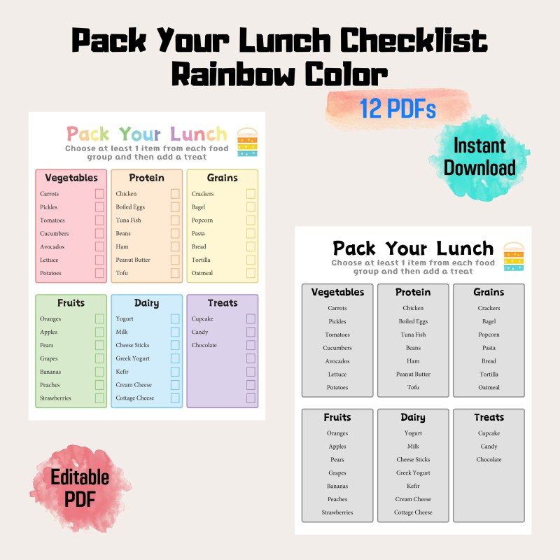 Build Your Own Lunchbox Checklist - Best Nature Illustrations in Desktop