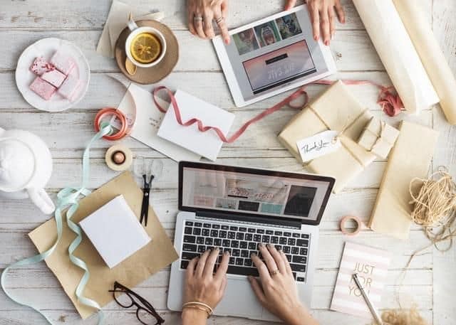 Laptop and computer and hands