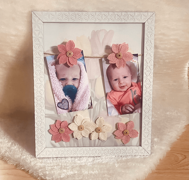 White Frame and two baby pictures