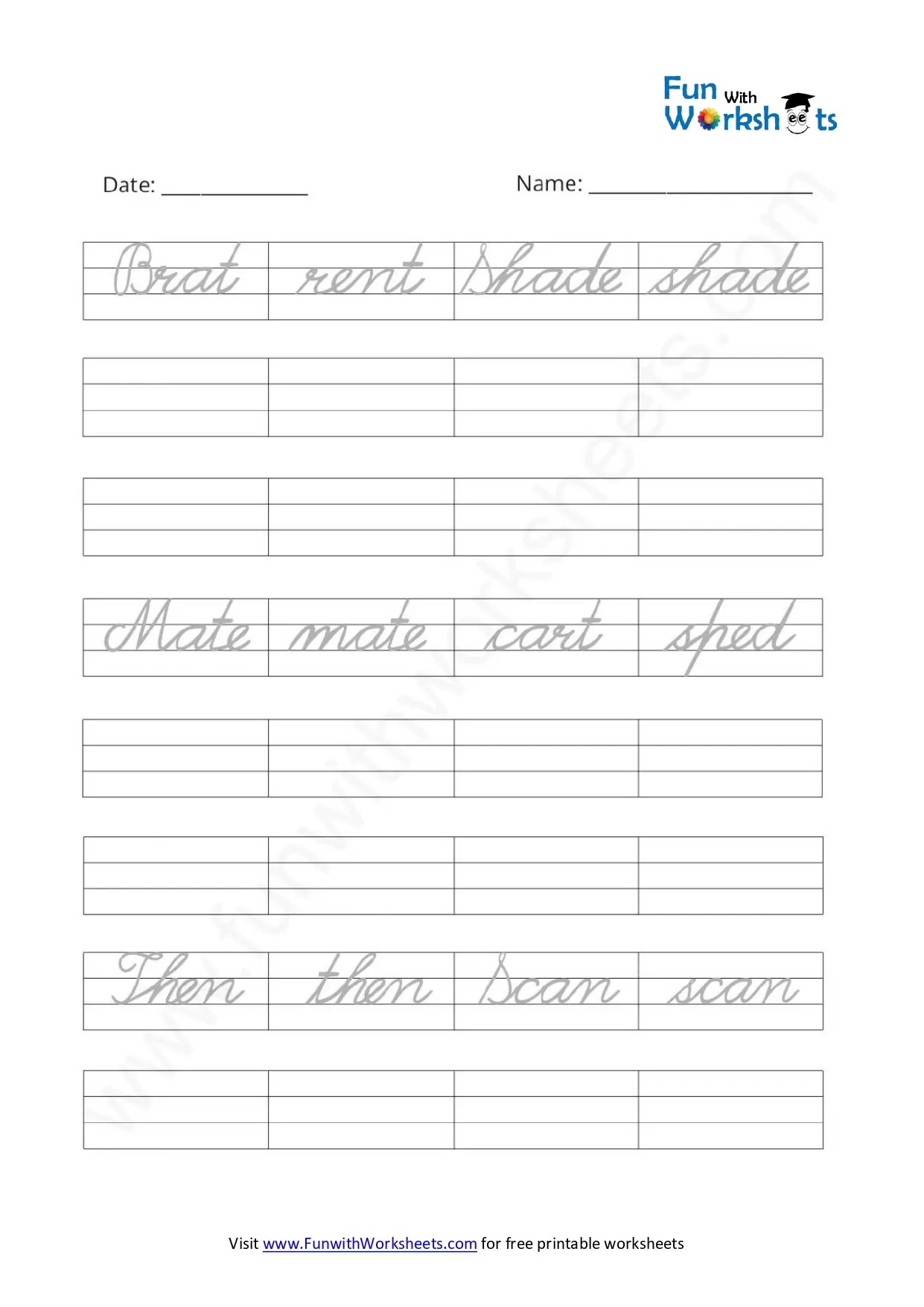 Cursive practice sheet 3