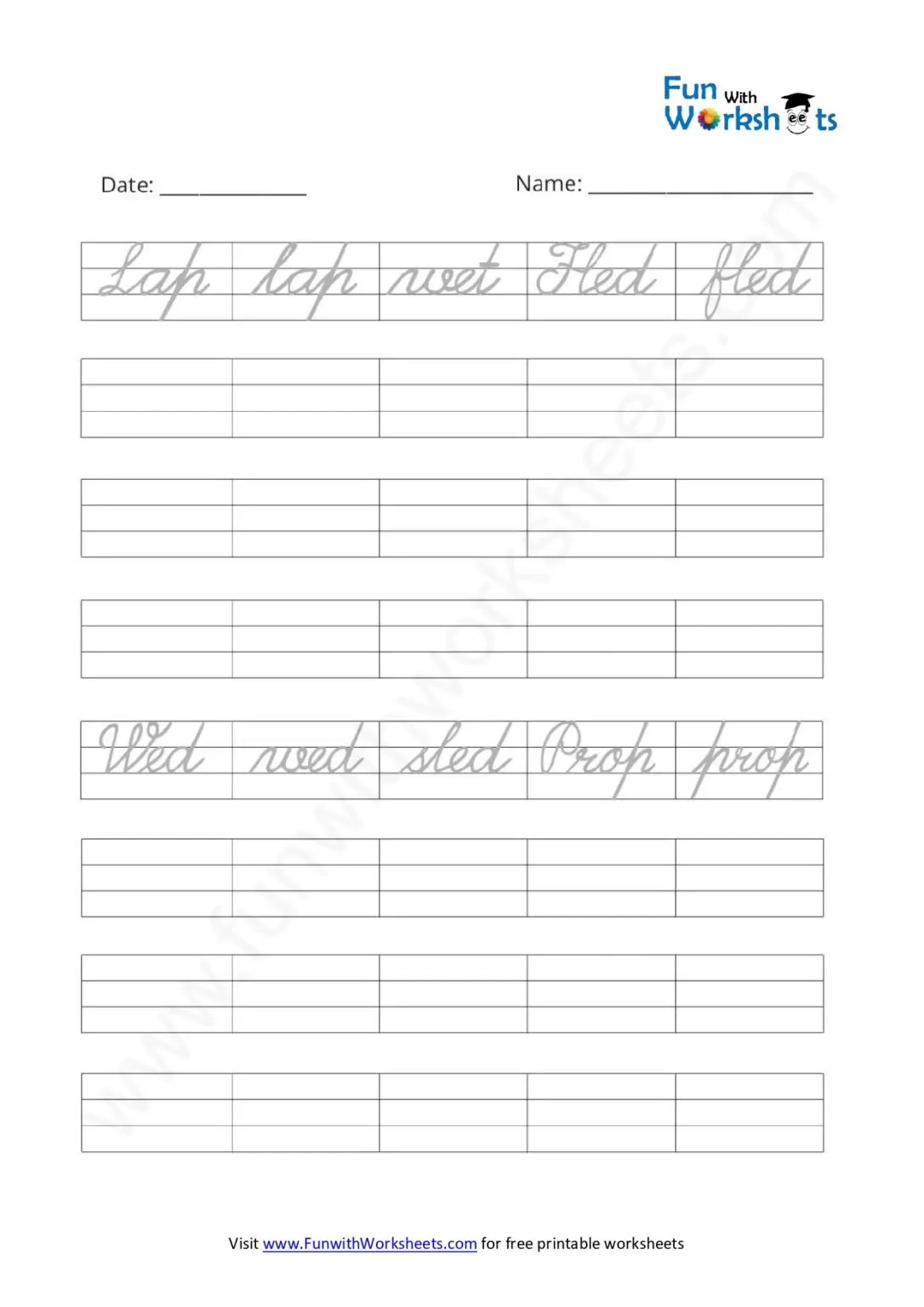 Cursive practice sheet 5