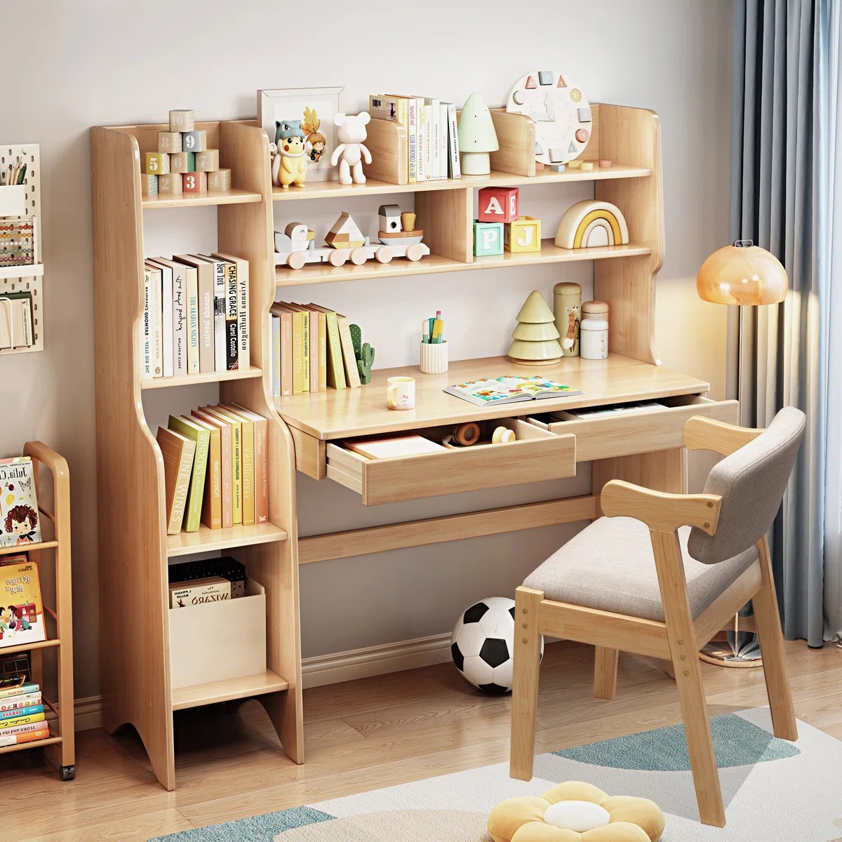 COERD Kids Desk with Bookcase & Storage