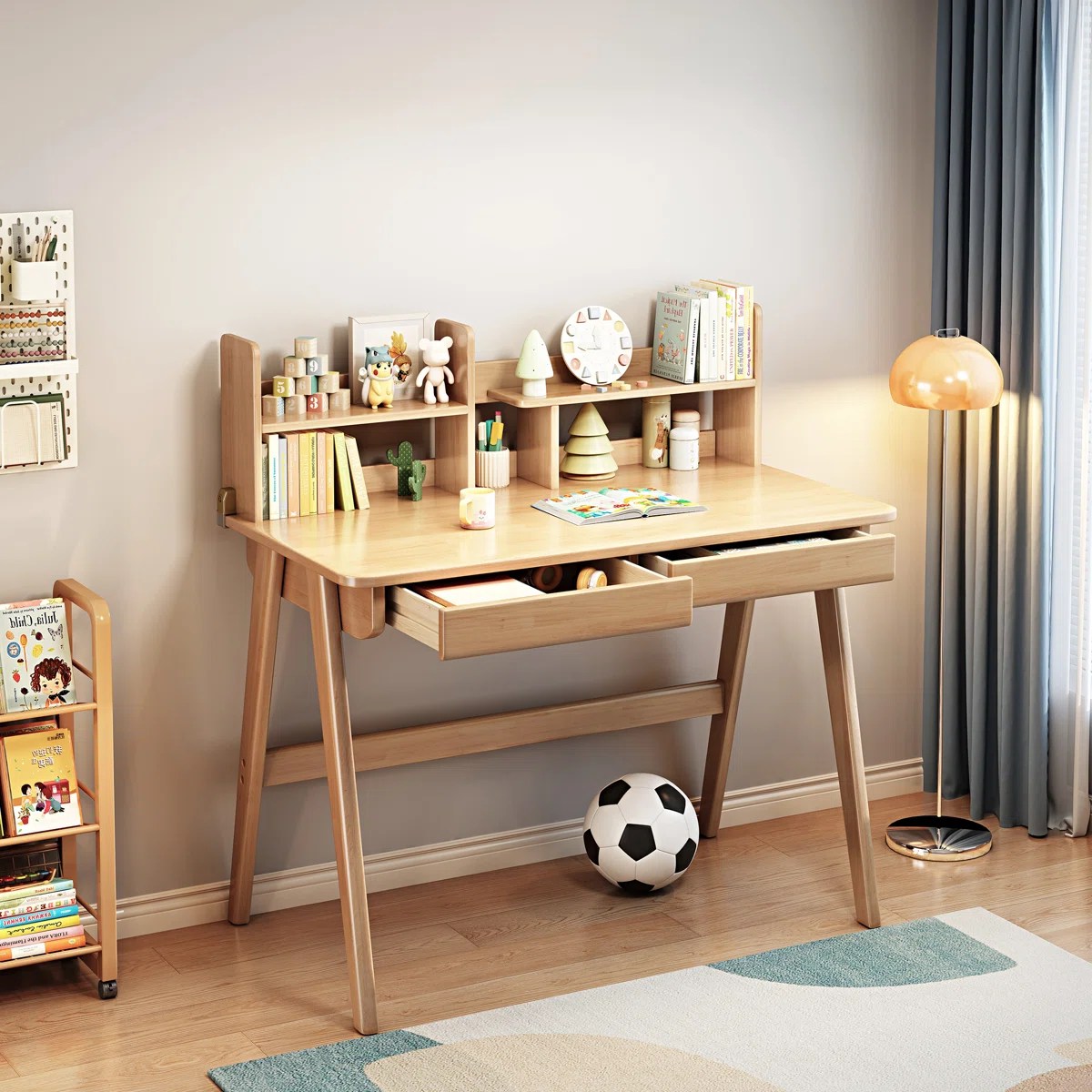 Kids Writing Desk with Open Shelves