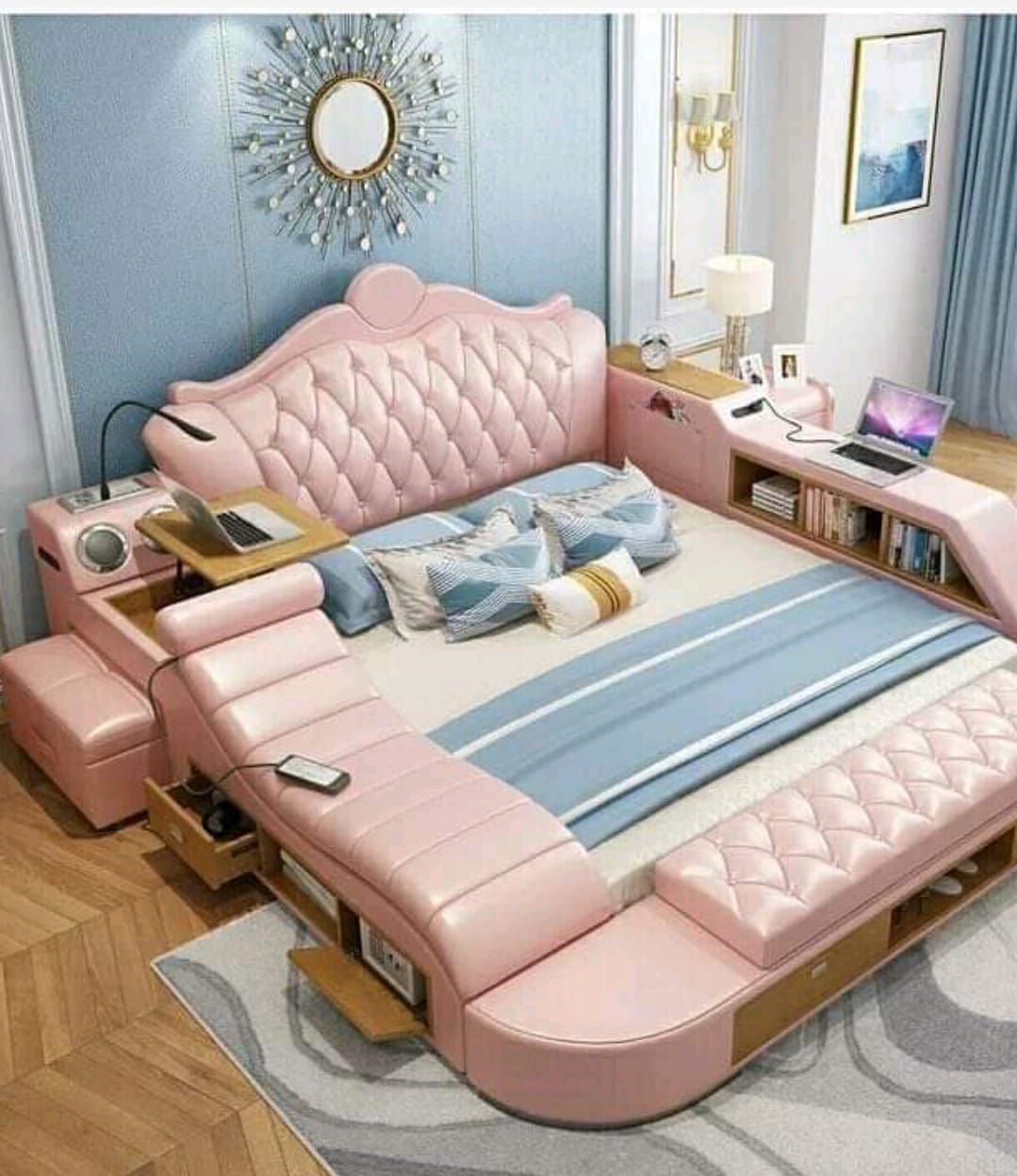 Smart Bed Multi Functional (Light Pink) Furnitures House