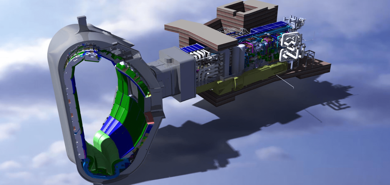 Fusion reactor cross-section CAD render showing tritium breeding blanket layers as part of the enriched lithium supply chain for fusion energy
