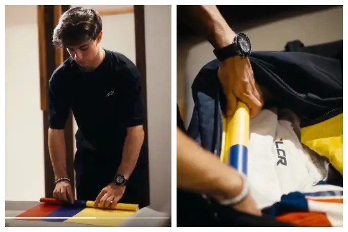 Pro Honda LCR da la bienvenida a David Alonso para la temporada 2027. El colombiano lleva la bandera de colombia en su maleta. // Foto: captura de video / © futbolydeportes.com