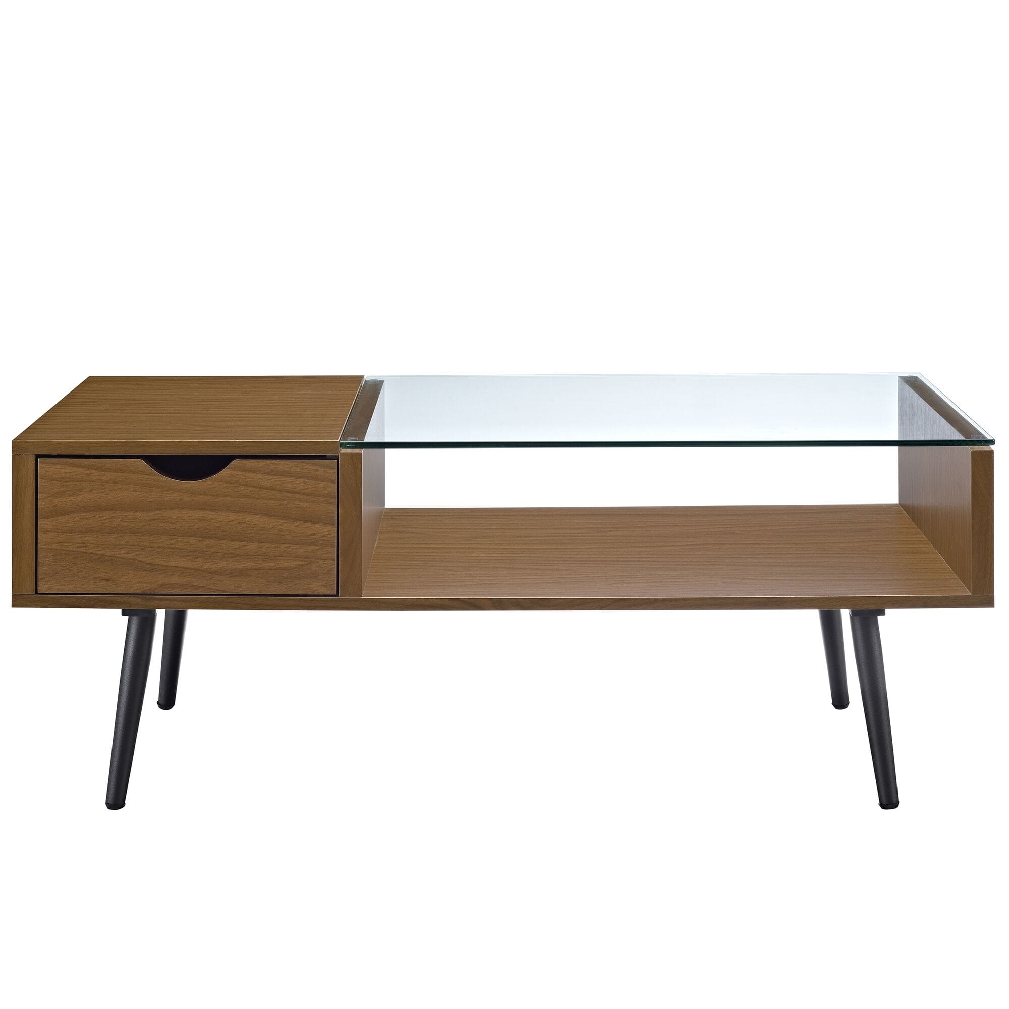 Mid Century Modern Wood Glass Coffee Table Acorn By Walker Edison