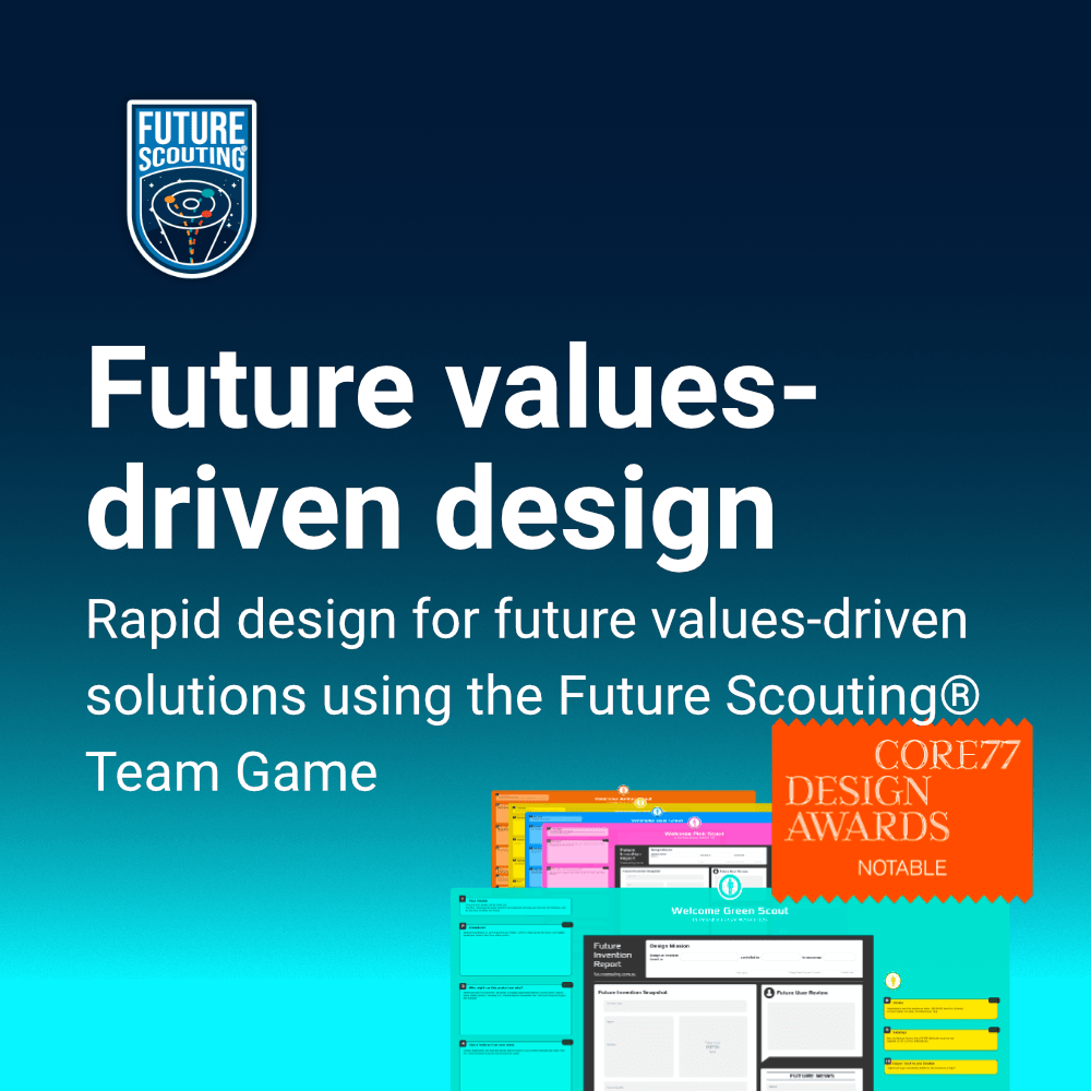 Future values-driven design—Rapid design for future values-driven solutions using the Future Scouting® Team Game