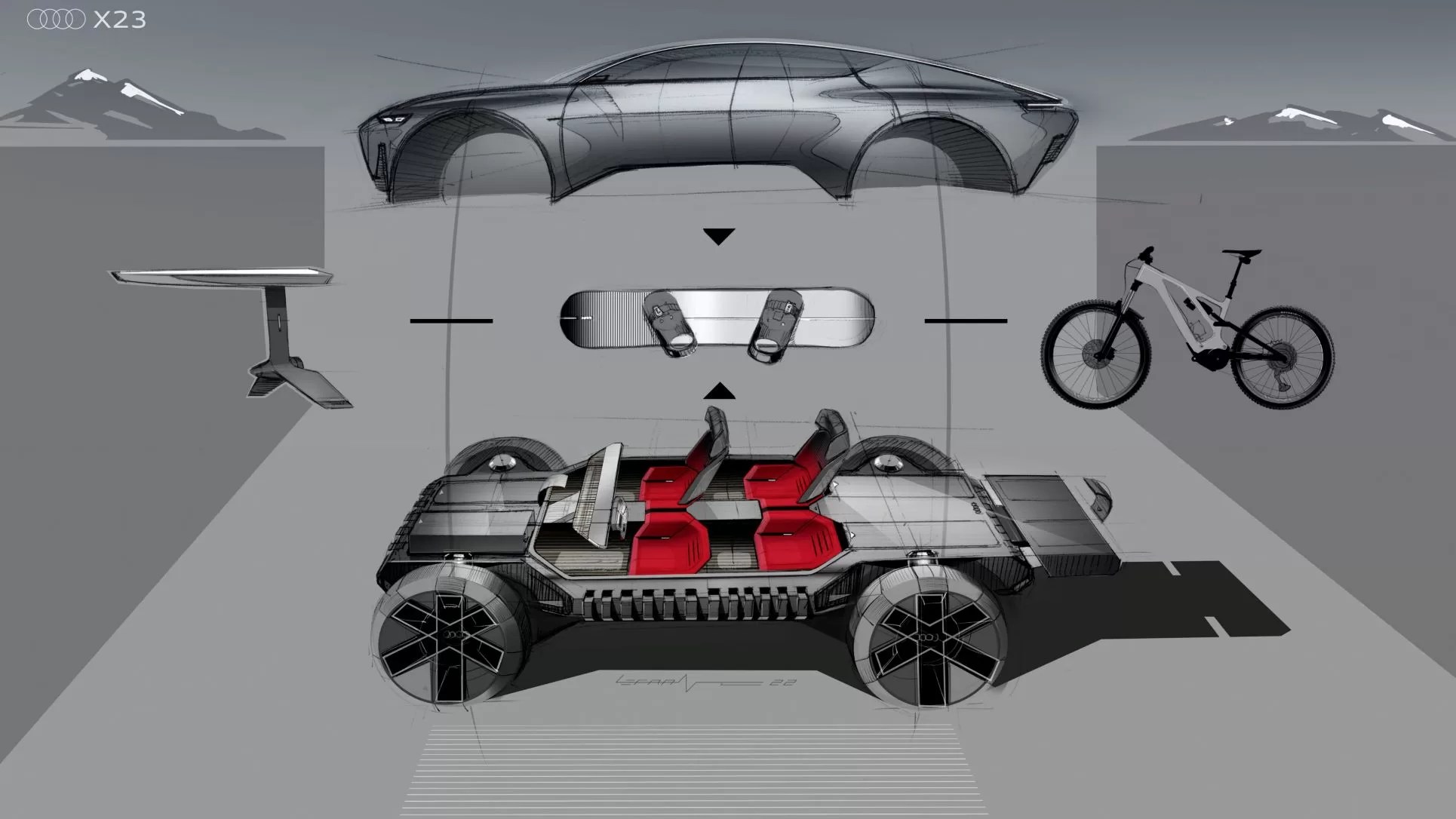 Audi Activesphere concept exploded view.