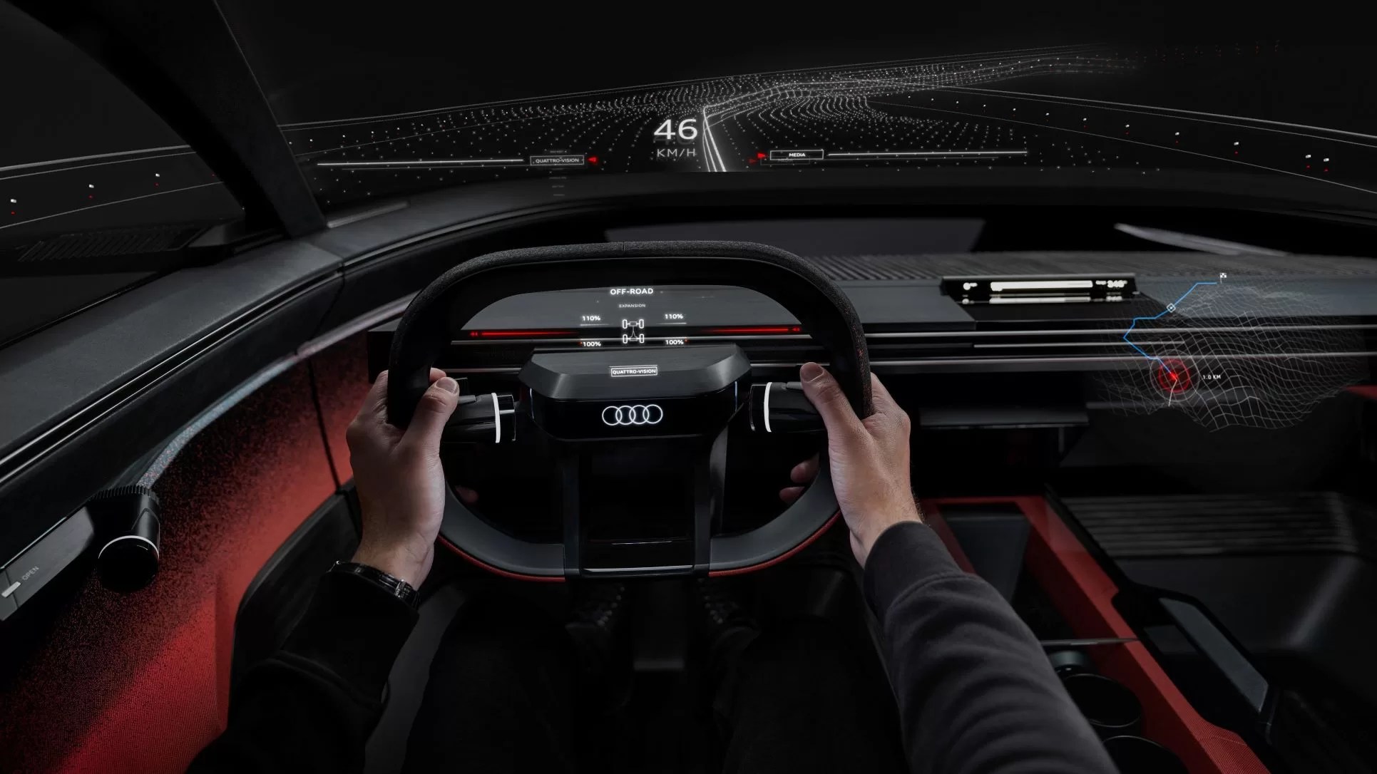 Audi Activesphere concept with old-fashioned human steering.