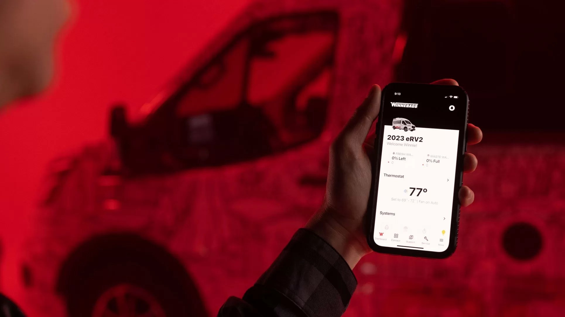 Winnebago Connect app with eRV2.