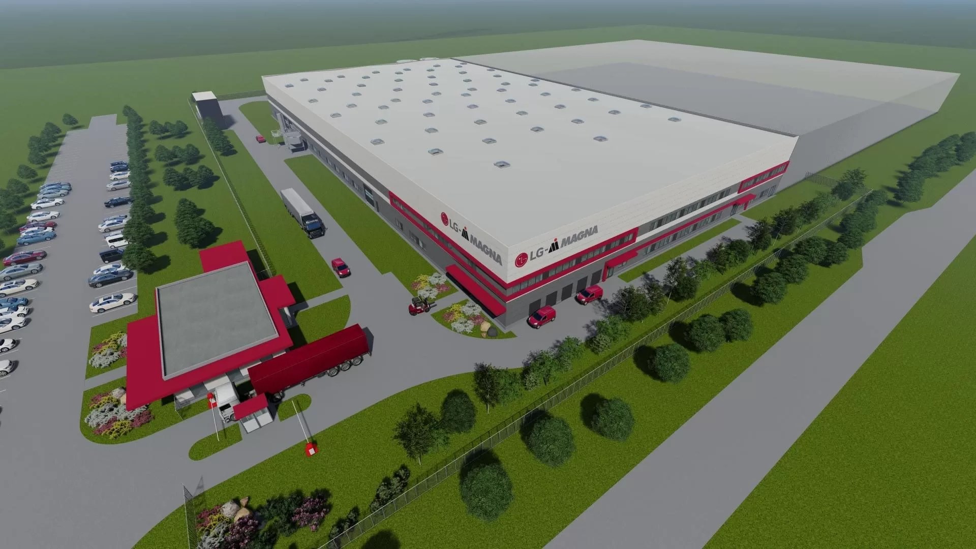 LG Magna e-Powertrain rendering of facility in Hungary.