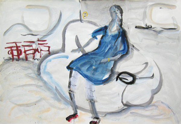 灰色の人物風景