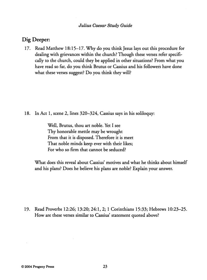 Julius Caesar Progeny Press Study Guide Grades 9 12 Julius Caesar Progeny Press Study Guide Grades 9 12