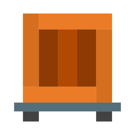 ```json { "alt": "Pixel art of an orange crate.", "title": "Pixel Art Crate" } ```