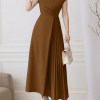 ZANZEA Office Women Dresses 2025 Elegant V Neck Sleeveless Party Dress Solid Pleated Sundress Stylish Waisted Maxi Long Vestidos - AliExpress 200000345 - Image 4