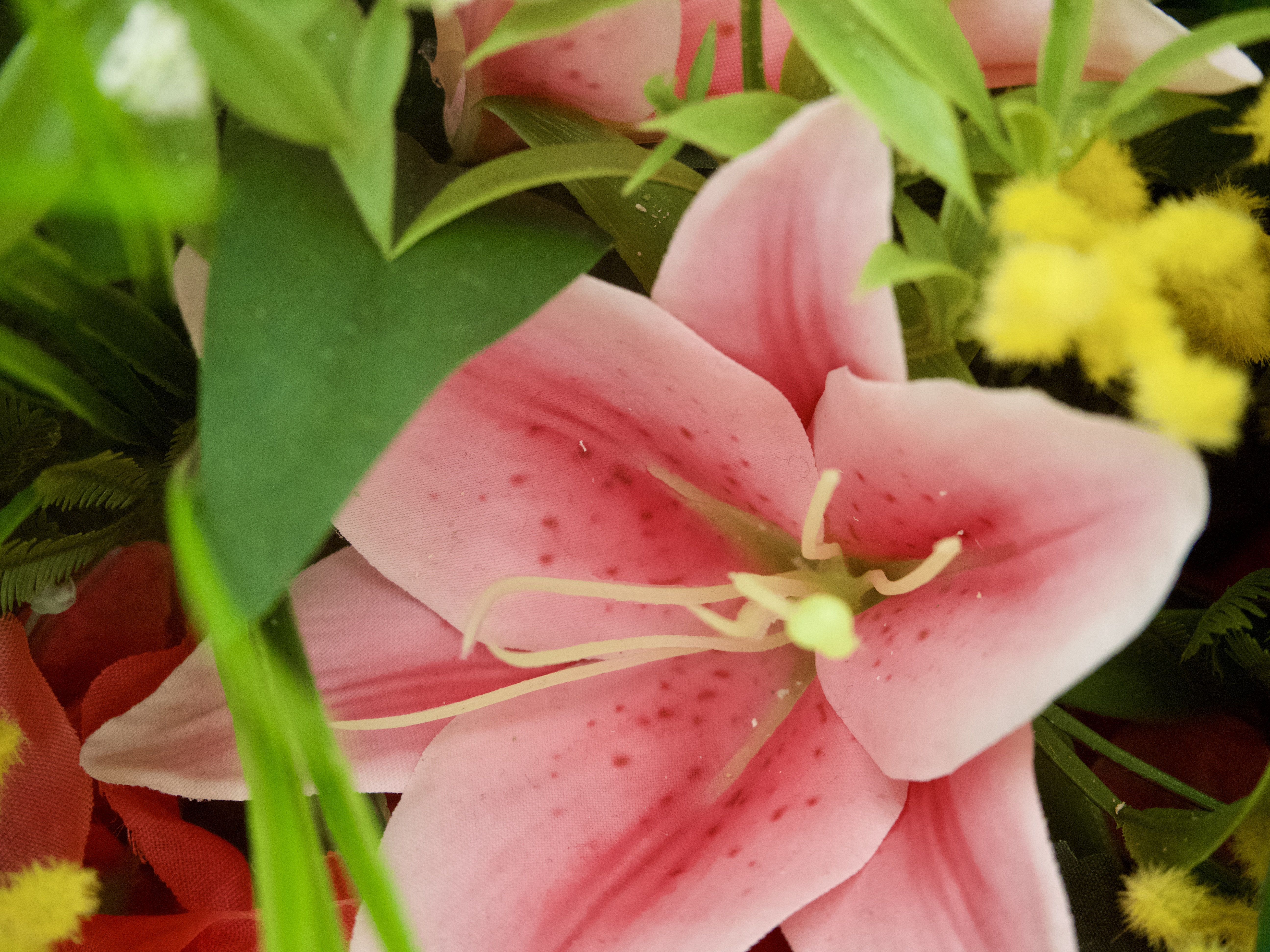 Tropical Silk Floral Centerpiece - Beautiful Lush 24" Pink Lily & Bougainvillea Arrangement
