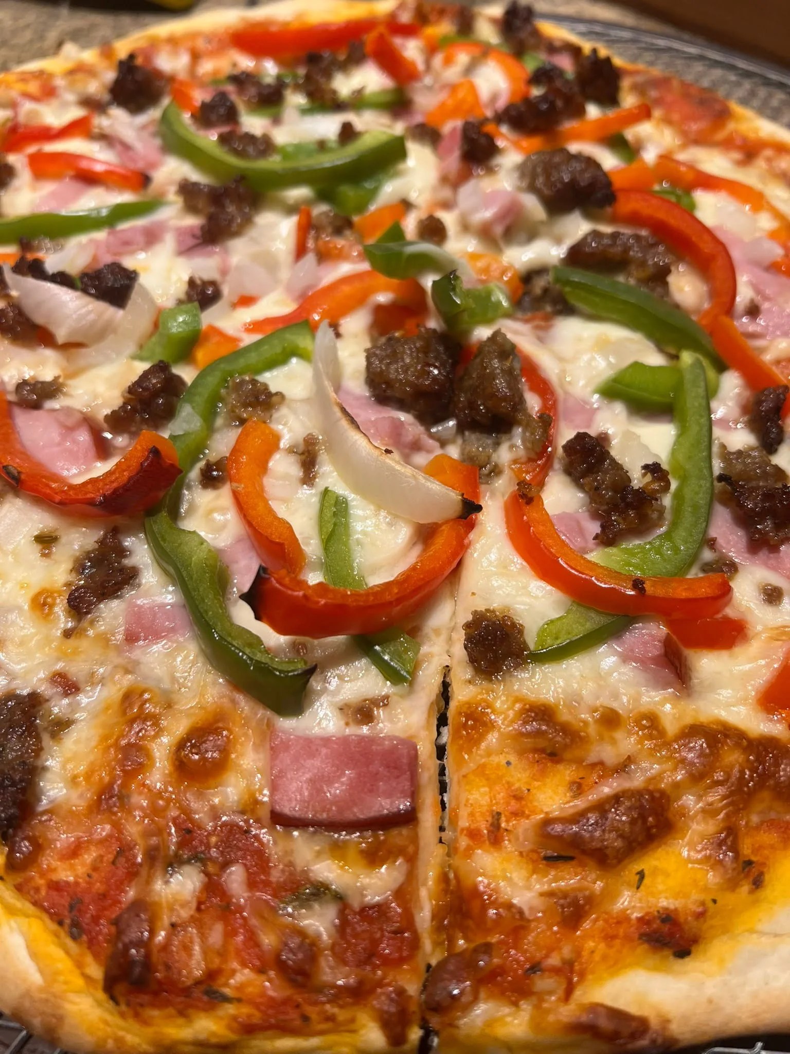 A homemade pizza
