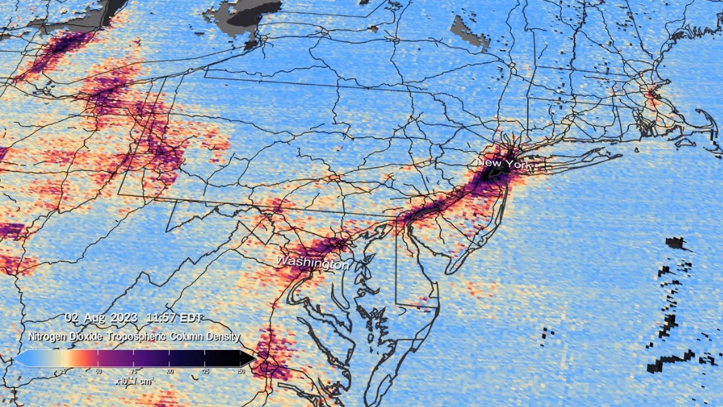 NASA's TEMPO space instrument revealing hourly air quality data across North America