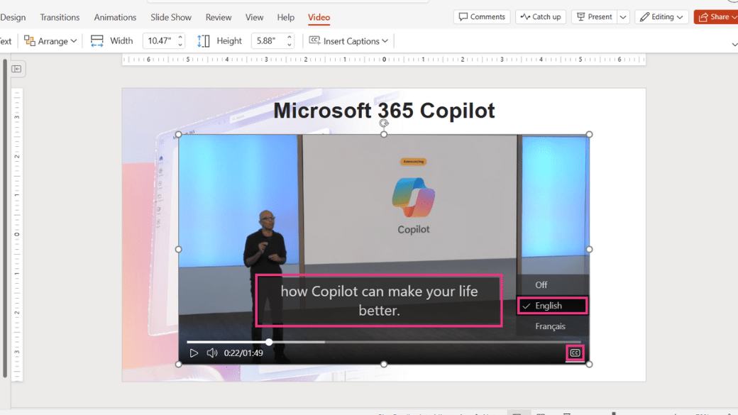 PowerPoint for the web now lets users add videos with closed captions