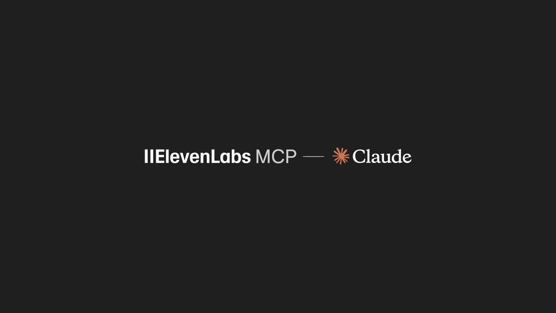 ElevenLabs MCP and Claude logos displayed side by side on a dark background, separated by a horizontal line.