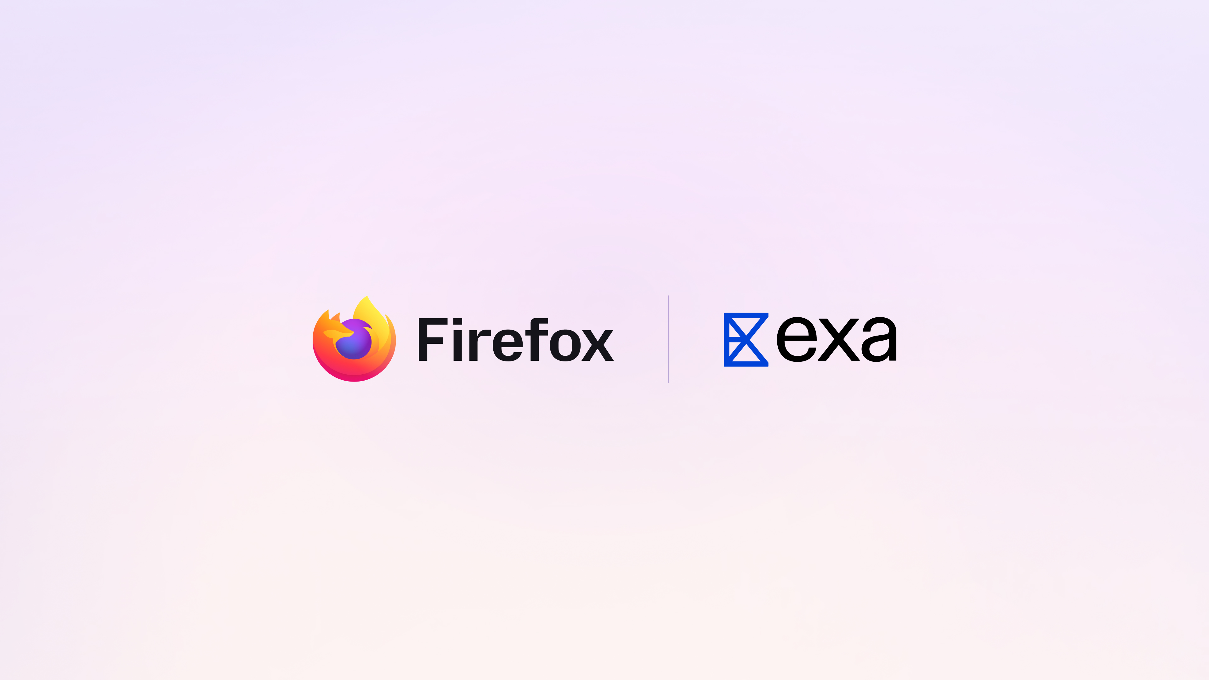 Firefox and Exa logos displayed side by side on a light gradient background.