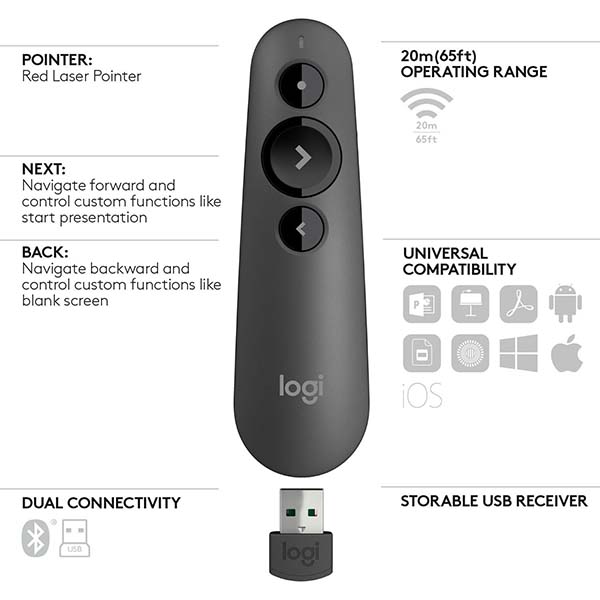 Logitech r500 bluetooth laser presentation remote