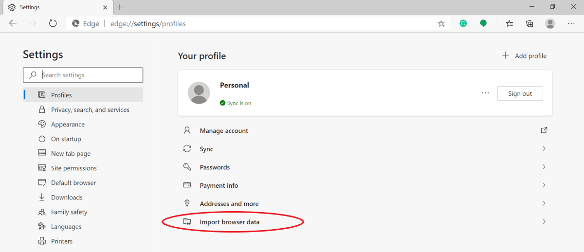 Импортировать пароли из Google Chrome в Microsoft Edge