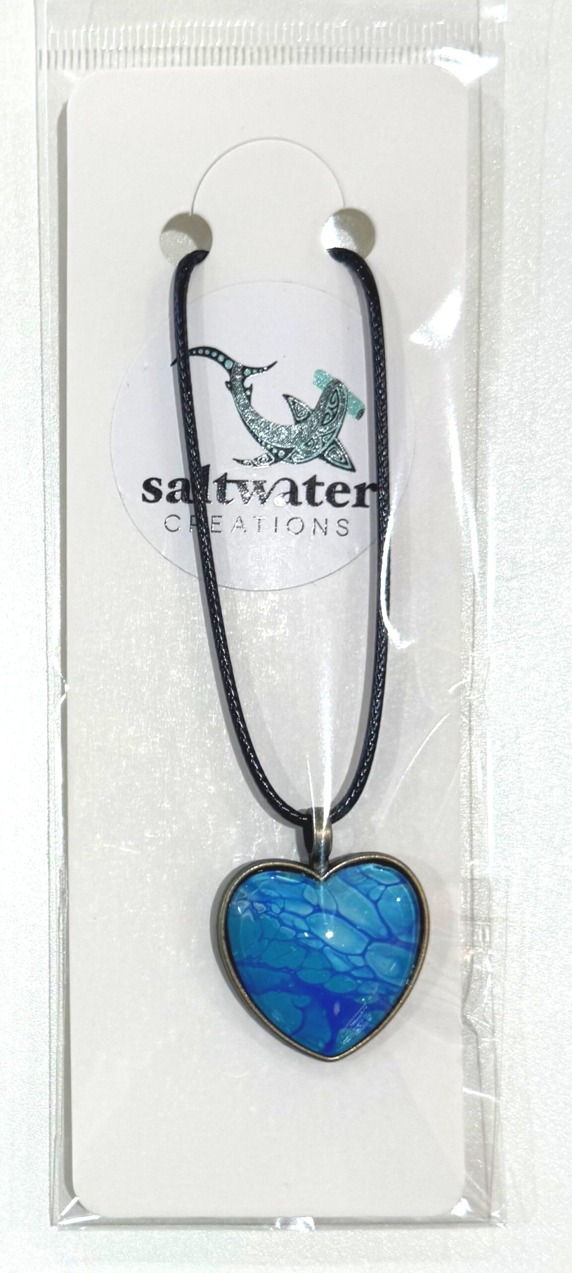 Handmade Resin Necklace – Blue Heart