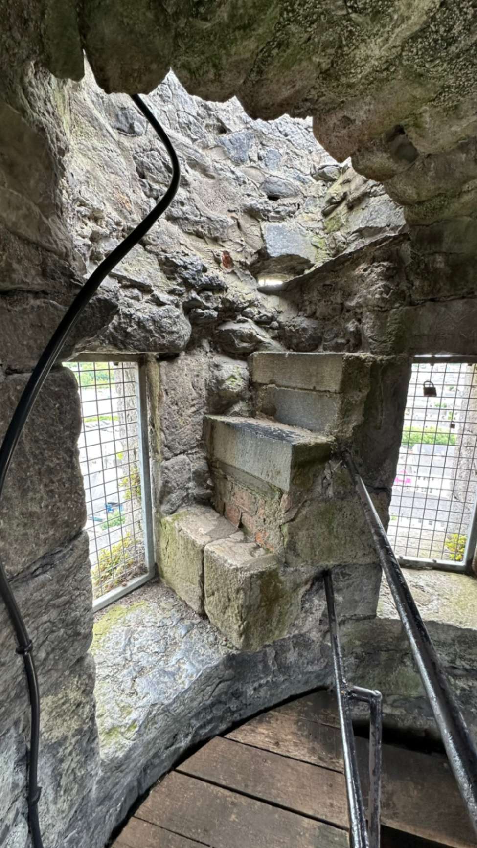 The original steps of the tower before reaching the top.