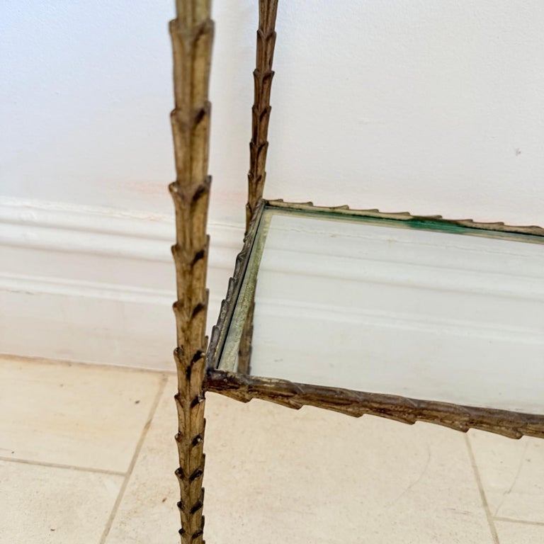 French 60's Small Two Tier Console Table In Brass By Mison Bagues - Image 7