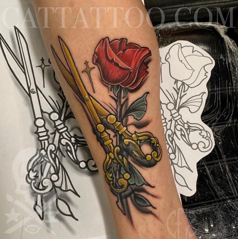 Shears and rose by calvin f. xavier iii: tattoonow