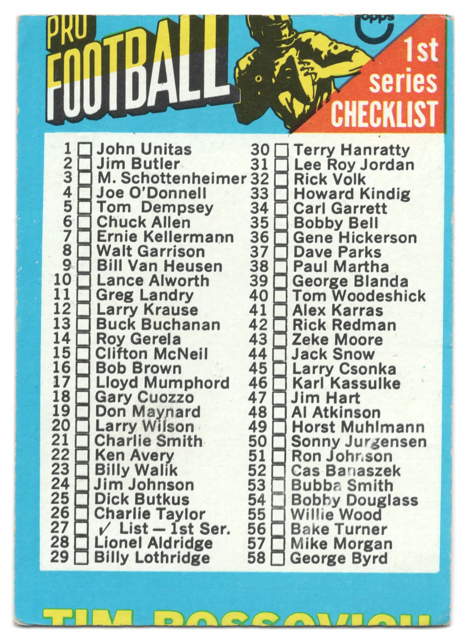 1971 Topps Checklist One