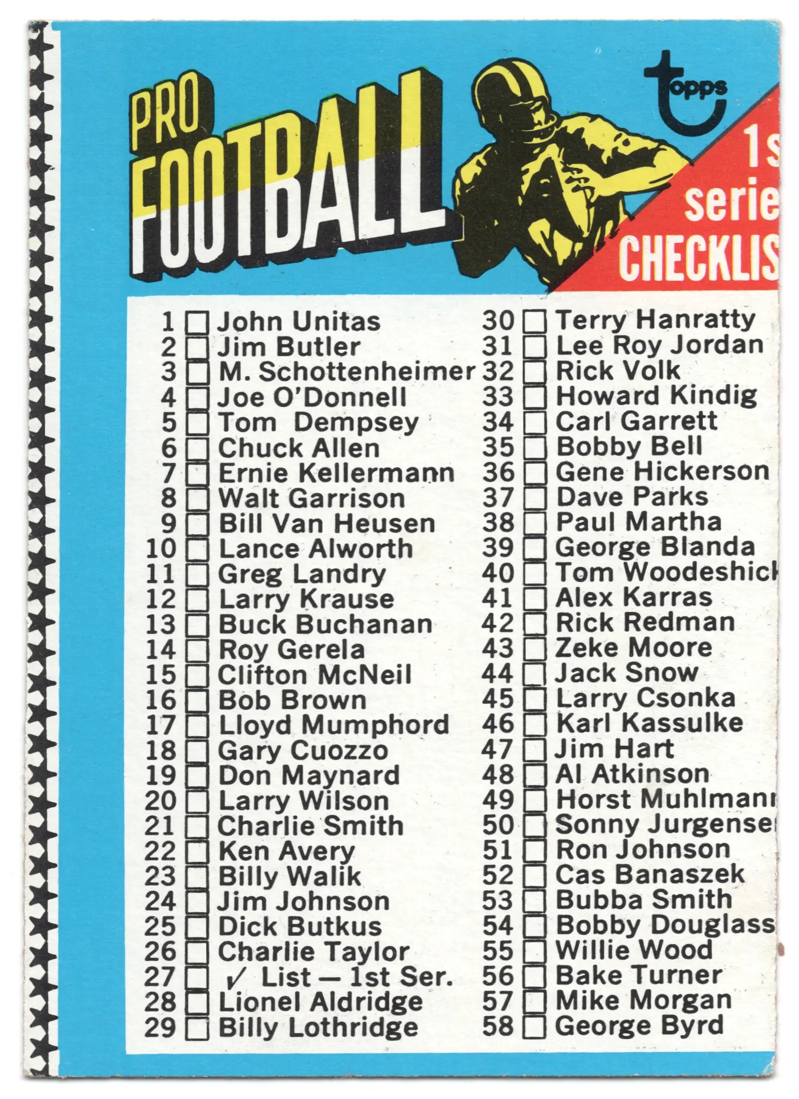 1971 Topps Checklist One