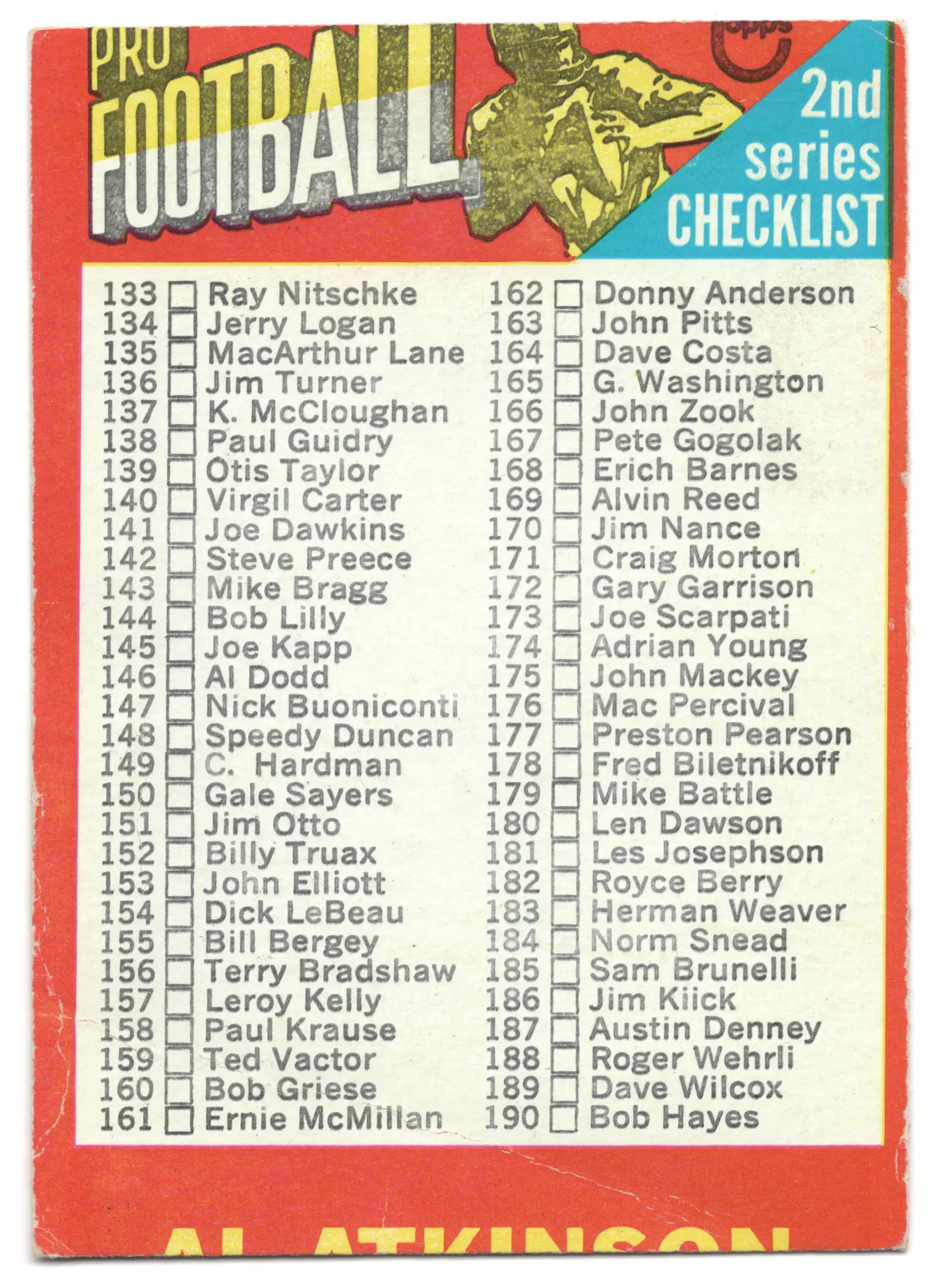 1971 Topps Checklist Two