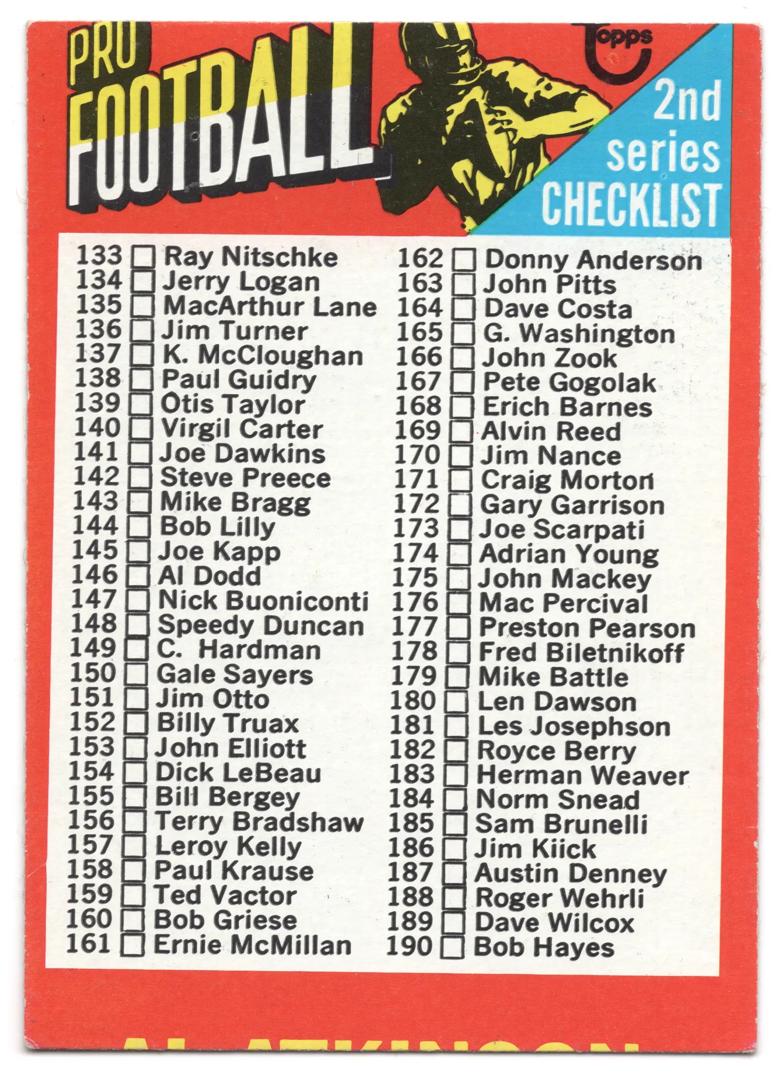 1971 Topps Checklist Two