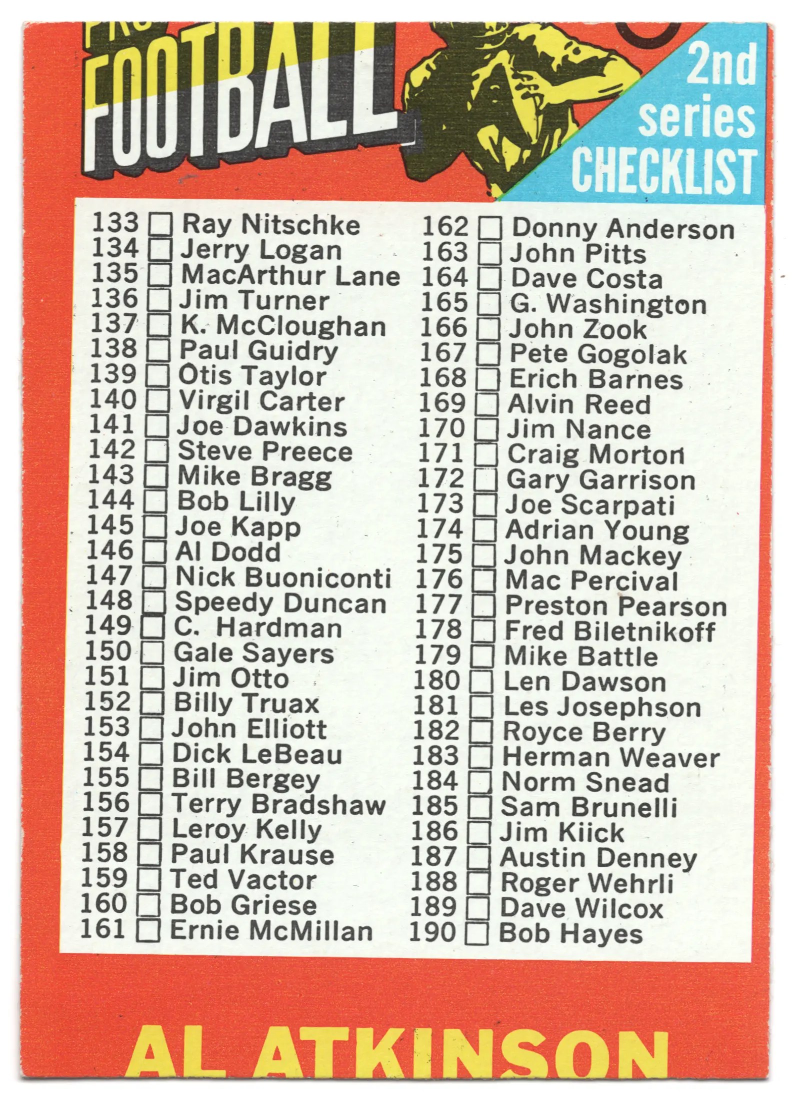 1971 Topps Checklist Two
