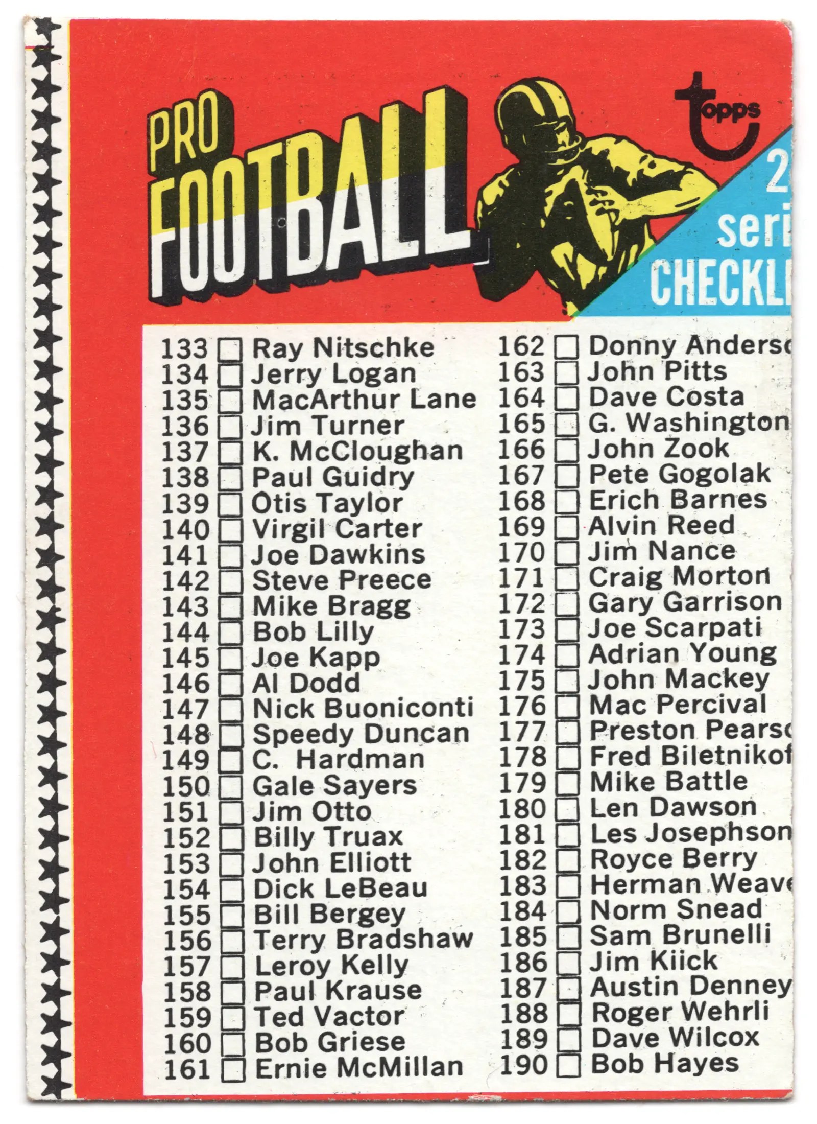 1971 Topps Checklist Two