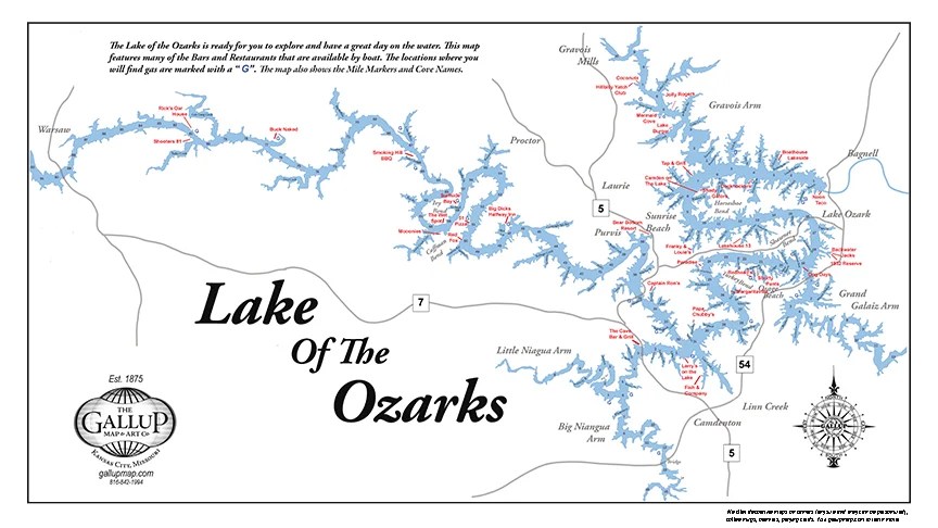 Lake Of Ozarks Lake Map Vintage Lake Of The Ozarks Map Brilliant 