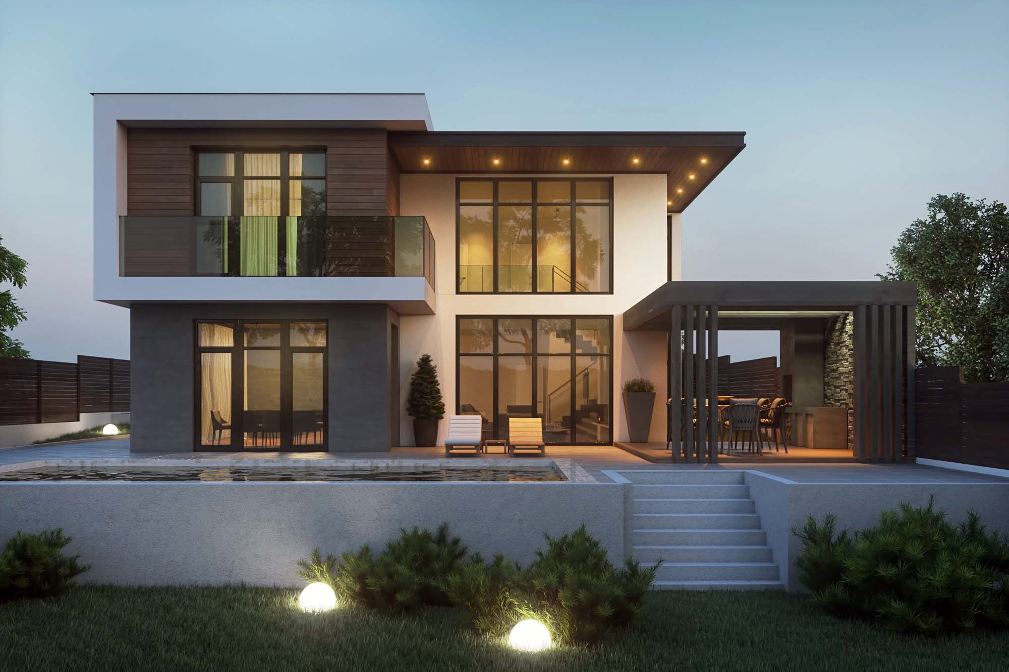 Modern flat roof home designs