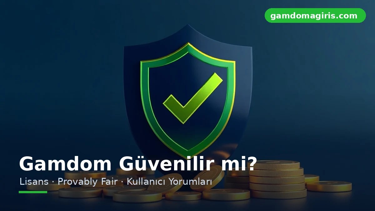 Gamdom guvenilir mi konusunu simgeleyen yesil onay isaretli kalkan ve kripto paralar
