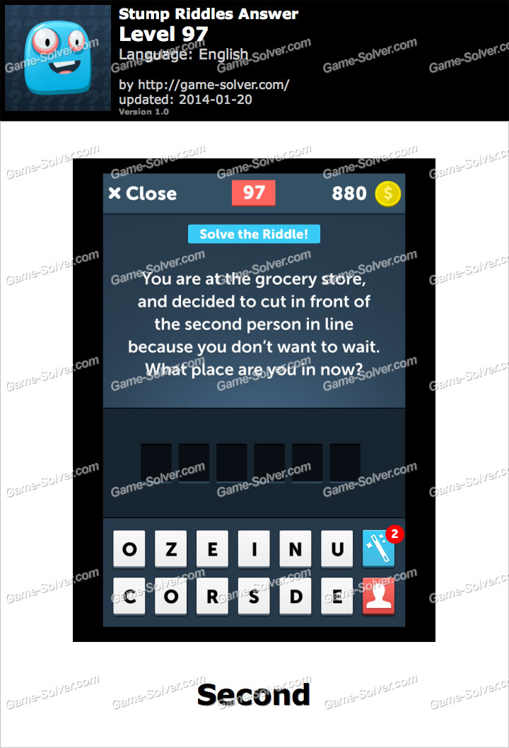 Stump Riddles Level 97 Game Solver