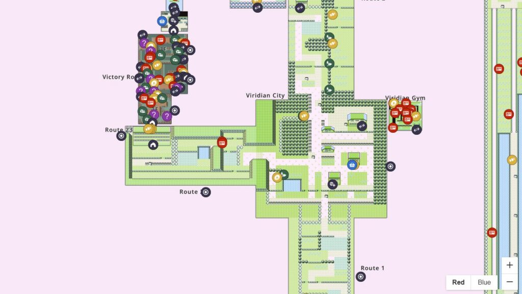 Pokemon Red Blue Interactive Map NPC S Battles More Pokemon Red Blue Map 1024x576 