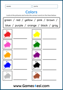 Colors worksheets