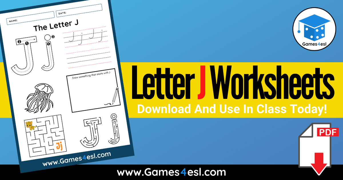 free letter j worksheets games4esl